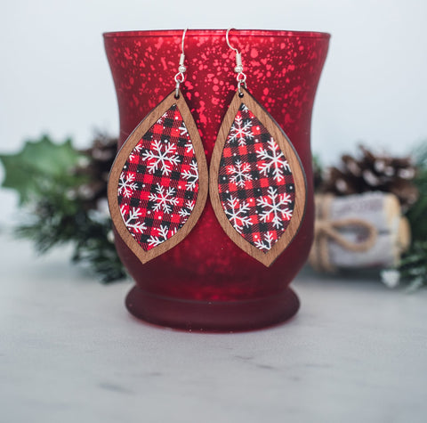 Christmas Wood Dangle Earrings
