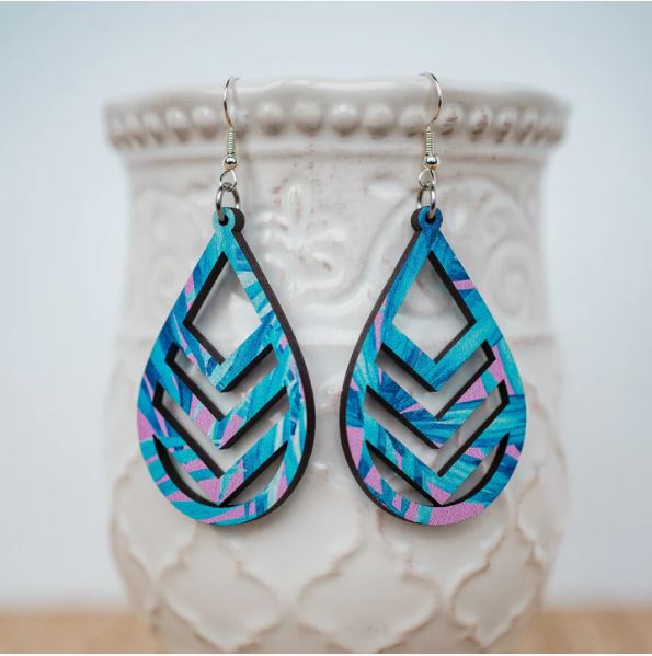 Acrylic Chevron Cut Teardrop Earring Collection