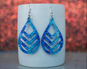 Acrylic Chevron Cut Teardrop Earring Collection