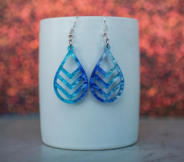 Acrylic Chevron Cut Teardrop Earring Collection