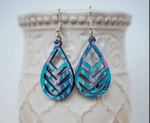 Acrylic Chevron Cut Teardrop Earring Collection