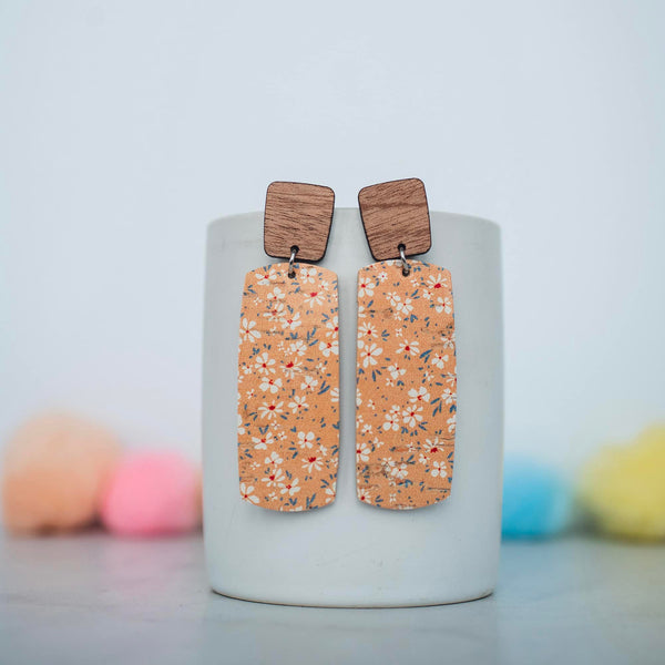 Wood & Cork Leather Dangle Earring Collection