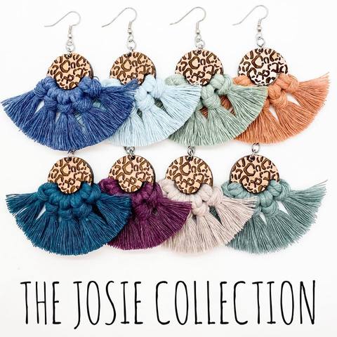 The Josie Collection ~ Macrame Cord & Wood Earrings
