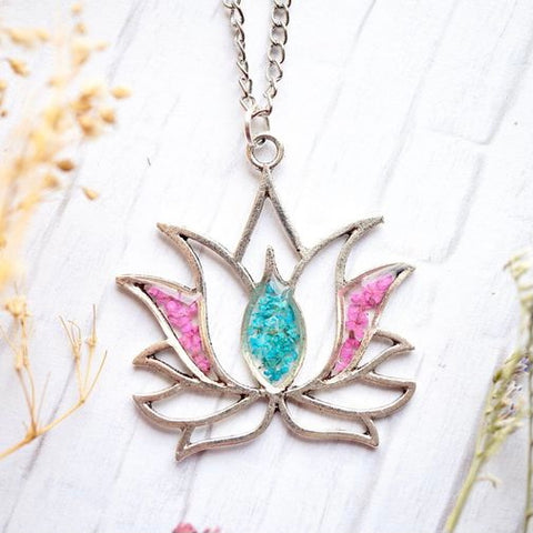Lotus Pressed Flowers Necklace