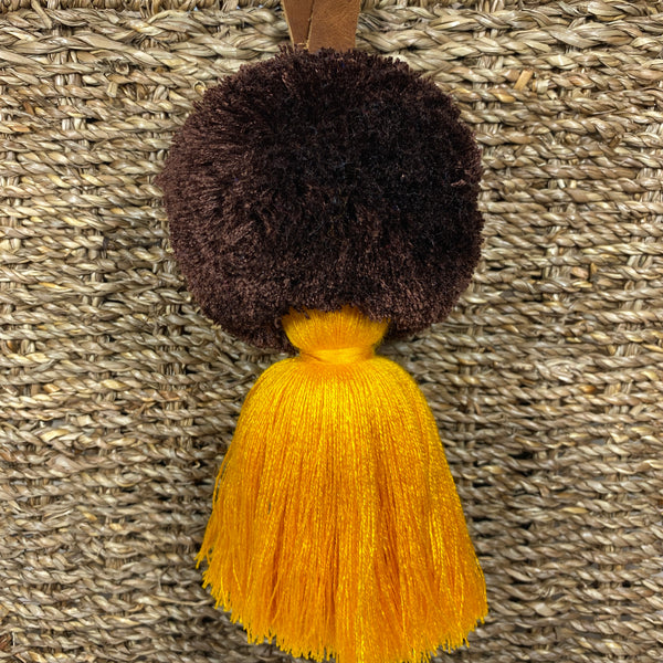 Medium Round Poms with Leather Strap