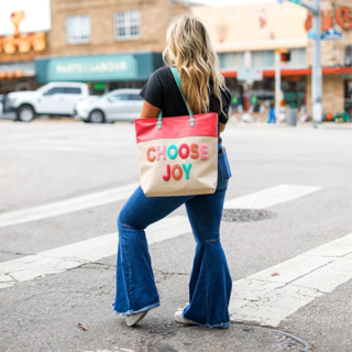 Chenille Lettered Laptop Tote